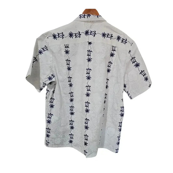 Royal Hawaiian Creations Men's Honu and Palms Aloha Shirt White Size 2XL - Picture 3 of 6